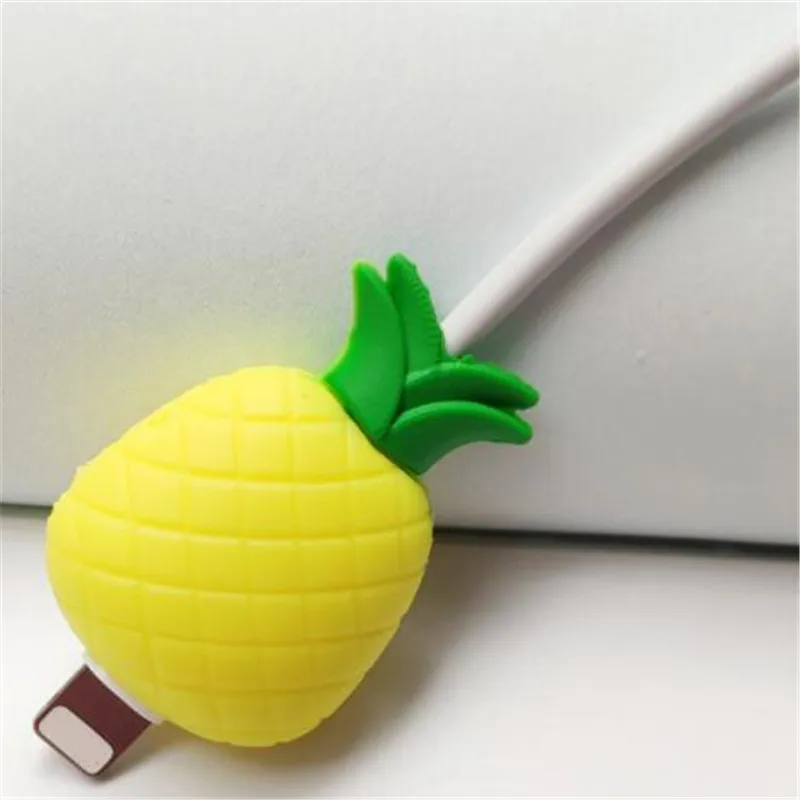I Мультяшный зарядный кабель для iPhone, защитный usb-кабель для сматывания кабеля, чехол, фрукты, продукты, силиконовый зарядный кабель для зарядного устройства - Цвет: I