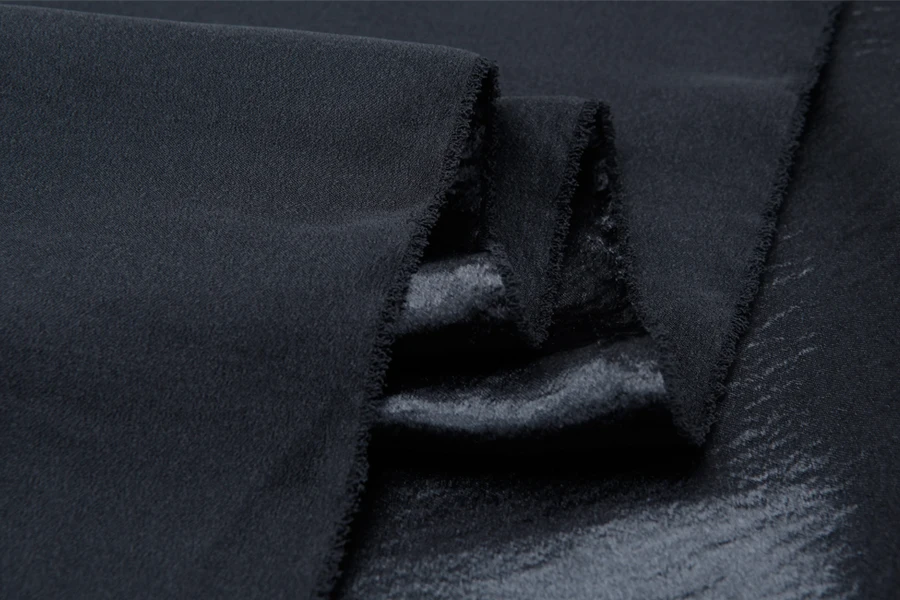 Блестящая модная ткань от кутюр эластичная мягкая блестящая черная с шитьем для