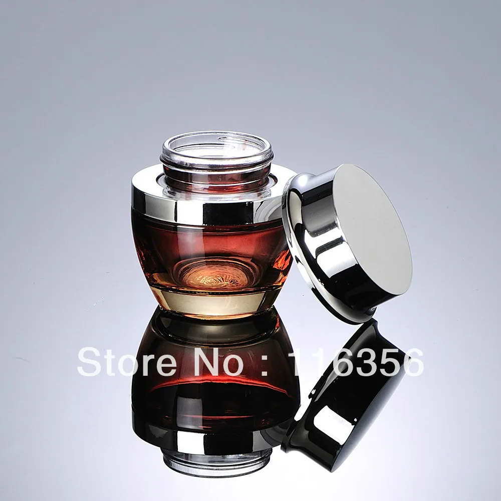 30 г красная стеклянная банка для крема с серебряной крышкой косметической