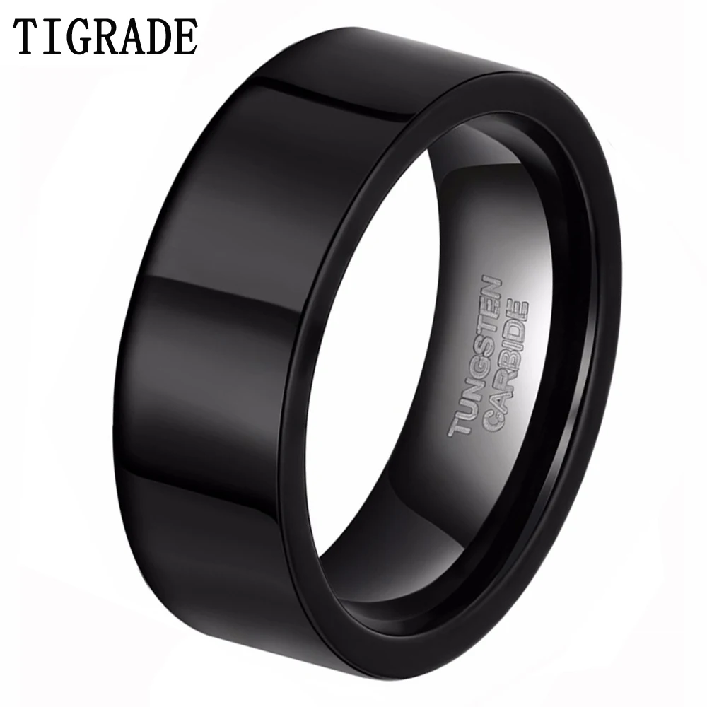 Кольца Tigrade мужские 8 мм модные обручальные кольца из вольфрама чистого черного