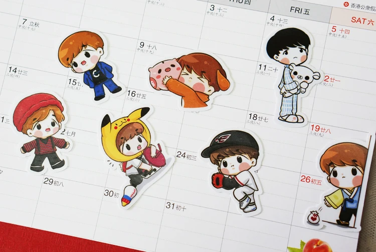 

67pcs Creative Cute Self-made exo Q version pretty boys Scrapbooking Stickers /Decorative Sticker /DIY Craft Photo Albums