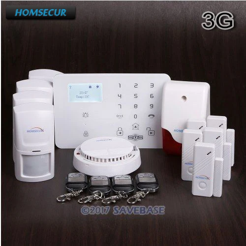 HOMSECUR Wireless&ampwired WCDMA 3G LCD Home House Alarm System With Smoke Detector | Безопасность и защита