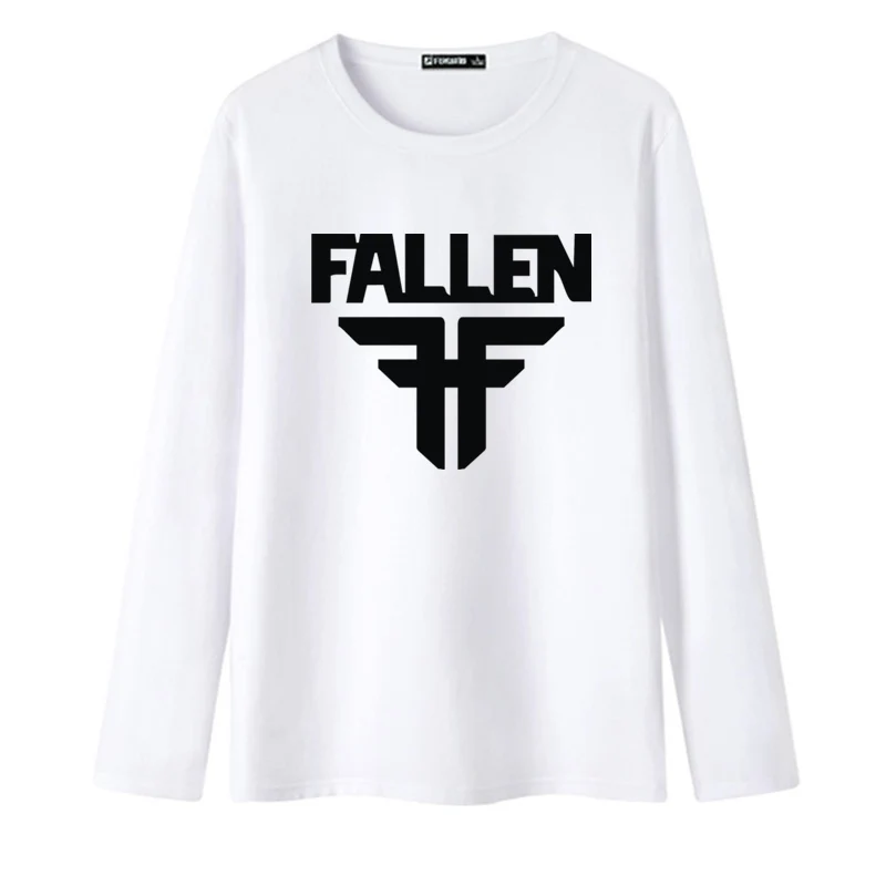 Новое поступление Fallen с длинными рукавами белая футболка Для мужчин О-образным
