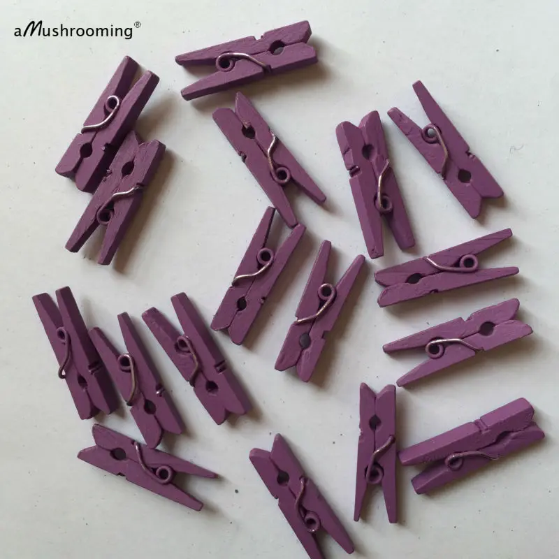 X100 фиолетовый мини деревянная прищепка для белья | Деревянный зажим Крошечные