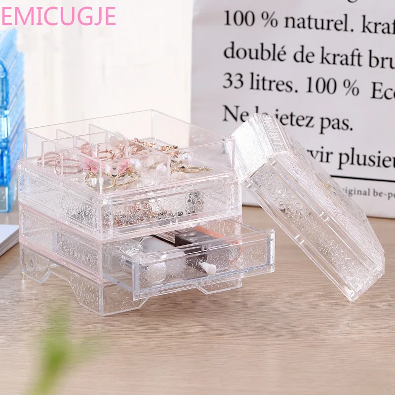 Drawer Makeup Organizer Ring Earring Container Casket Jewelry Display Desk Decor Clear Acrylic Storage Case Box | Дом и сад