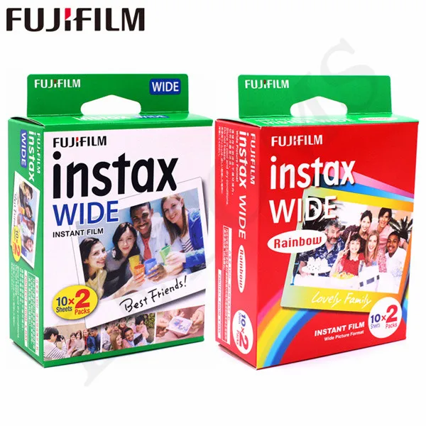 10-100 листов Fujifilm Instax Wide White edge+ Rainbow+ Black films для камеры моментальной печати Fuji 300/200/210/100/500AF - Цвет: 40 White and Rainbow