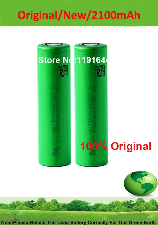 100 шт./лот 3,6 V 18650 US18650 VTC4 2100 ма/ч, непрерывная 30A аккумулятор для sony