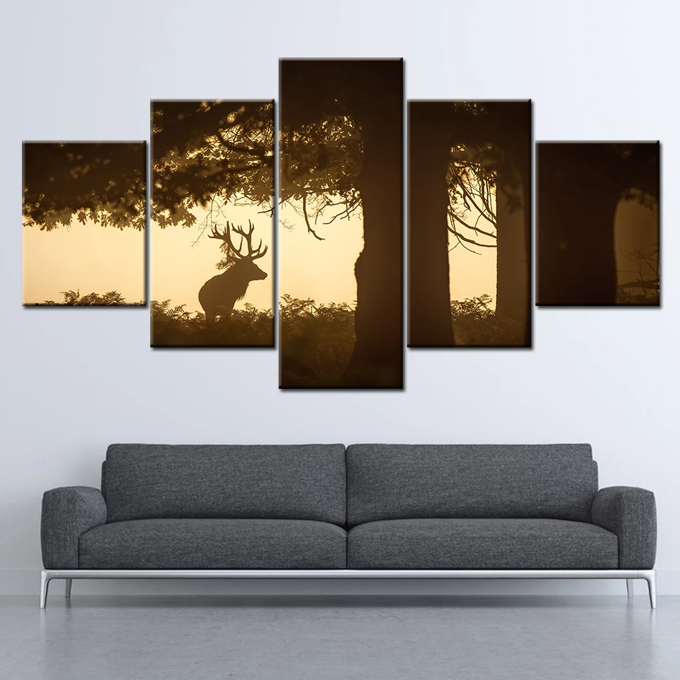 Полотно настенное искусство модульные картины Домашний Декор 5 шт. Картины Олень
