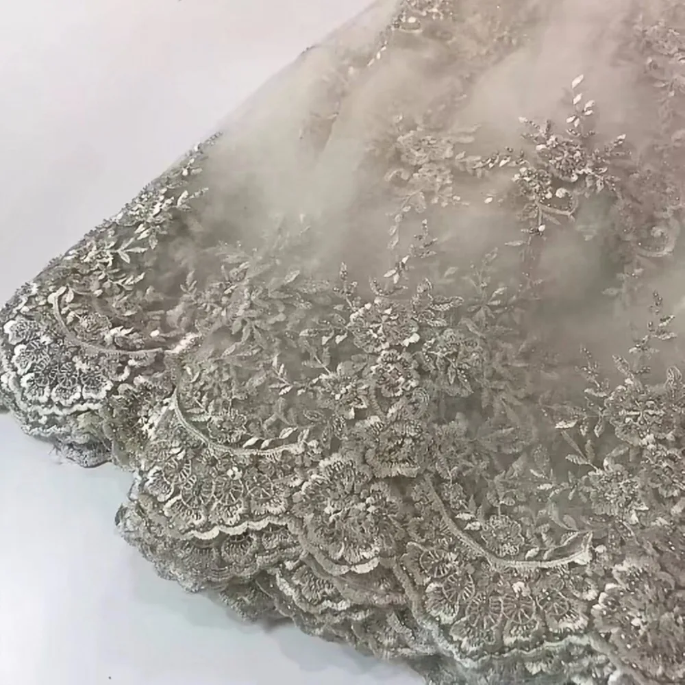 Beautifical французского кружева африканский розовый кружевной ткани с бисером