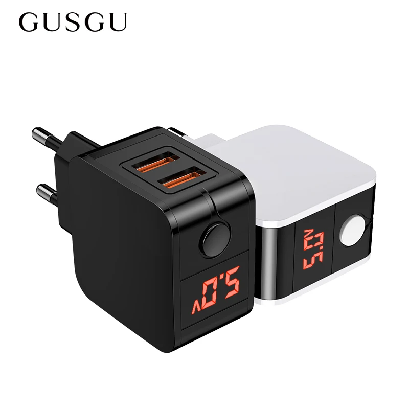Цифровое зарядное устройство GUSGU со светодиодным дисплеем и двумя USB портами для