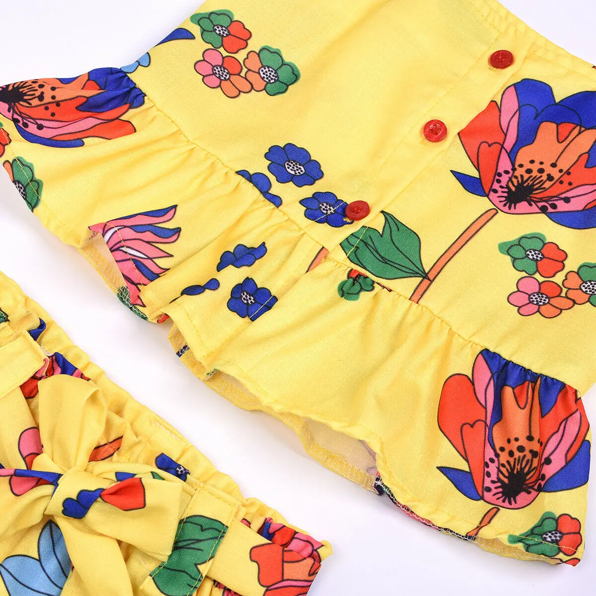 2-6Years Kids Toddler Girls Summer Outfits Ruffle Halter Crop Top+Bowknot Shorts 2 Piece Clothing Sets | Детская одежда и обувь