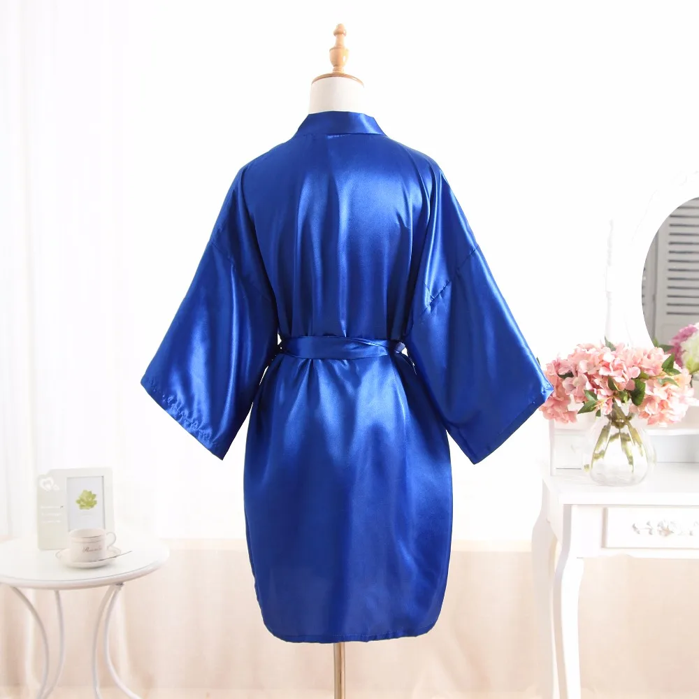 Sexy Women's Deep-V-Neck Nightwear Robes Wedding Bride Bridesmaid Mid-Sleeve Lace Silk Female Bathrobes Sleepwear Solid | Женская