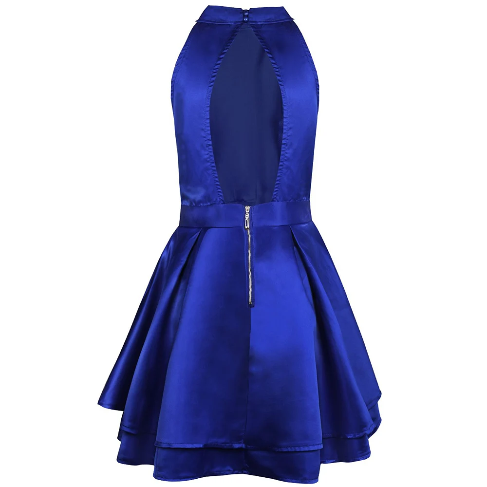 2018 Для женщин летнее платье с открытой спиной рукавов Холтер длиной выше колена