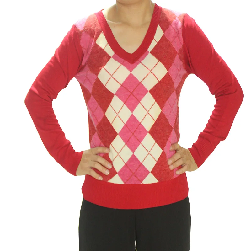 Осенний милый женский жаккардовый клетчатый свитер 2018 новый с длинными рукавами