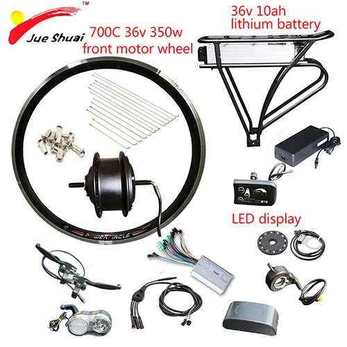 36v 10ah LED 700C Duty Free 36 В 350 Вт Электрический велосипед комплект для 2" 700C 27,5" колесный мотор Ebike e велосипед комплект для переоборудования электрического велосипеда ступица двигателя колеса - Цвет: 36v 10ah LED 700C