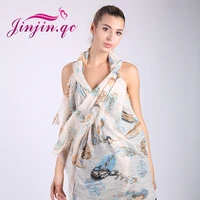 jinjin qc 2019 new fashion womens long scarf for winter print viscose scarves and wraps female bandana shawl drop shipping