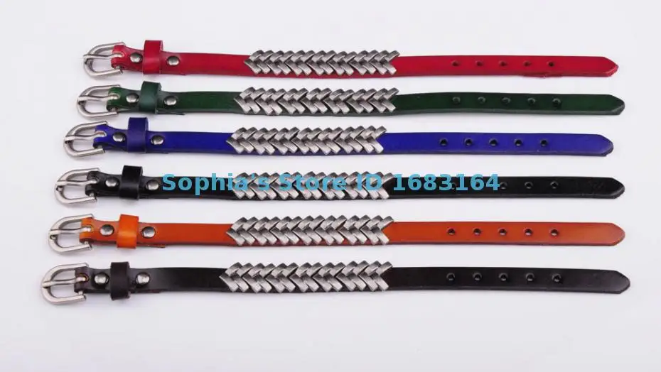 

BL39 Red Rock Punk Unisex Women Men Wristband Metal Studded Leather Bracelet New