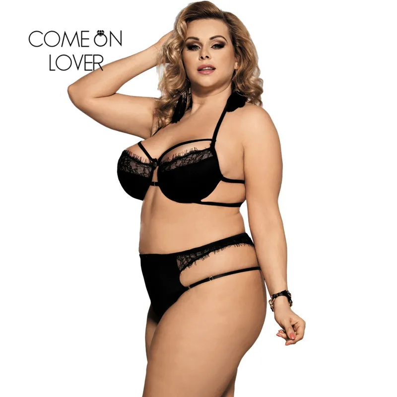 Comeonlover сексуальное нижнее белье женский набор эротических ресниц кружева Strappy Холтер сексуальное женское белье набор плюс Размер 6XL Jaretelles комплект RI80294
