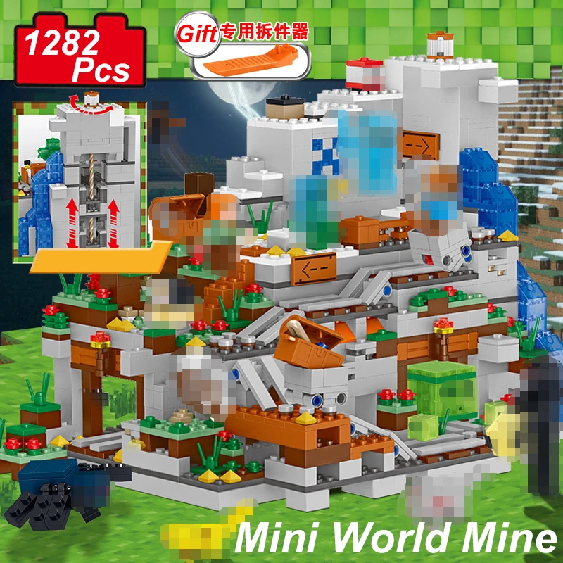 My World Series Building Blocks Compatible Legoings Minecrafter 33211 Cave Dragon For Toddlers Iron Golem Children Clever Toys | Игрушки и