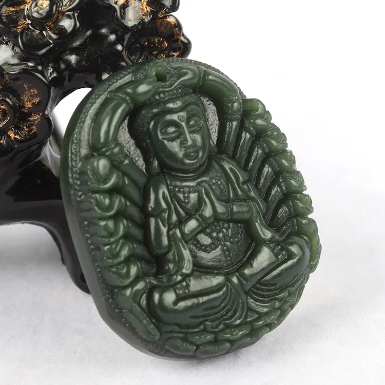 Прямая доставка тибетские украшения Хотан Каменные Резные тысяч Руки Гуаньинь