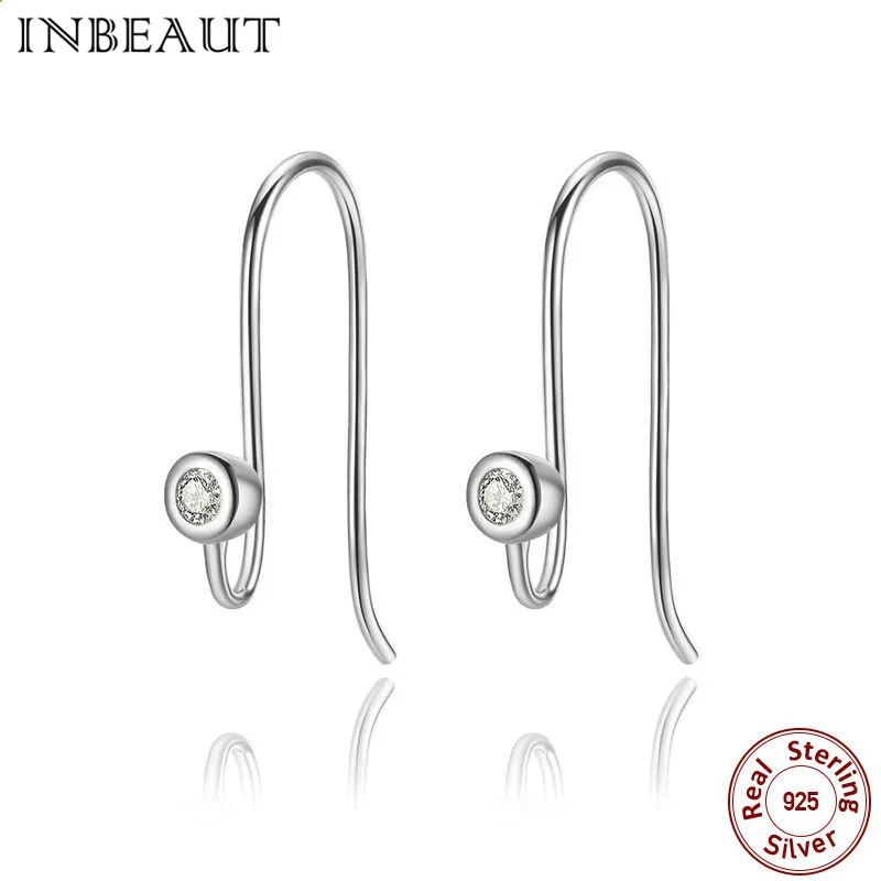 INBEAUT трендовые настоящие 925 пробы серебряные серьги принцессы Блестящий циркониевый камень cz серьги гвоздики для женщин Свадебные ювелирные изделия
