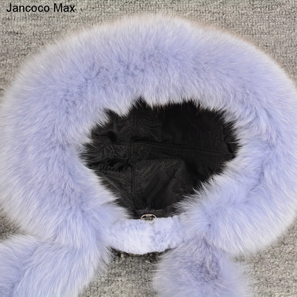 Jancoco Max/новые стильные женские теплые зимние шапки из натурального меха кролика Рекс и лисы модные меховые шапки шарф наивысшего качества S7145