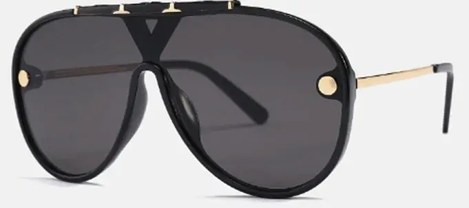 C1 black gray Большой щит солнцезащитные очки для женщин Vintgae брендовые дизайнерские негабаритные женские солнцезащитные очки мужские солнцезащитные очки - Цвет линз: C1 black gray