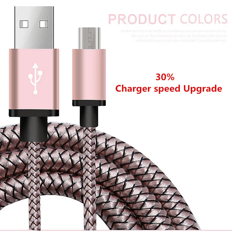 1 м 2 микро USB кабель Быстрая зарядка нейлон синхронизация данных Android мобильный