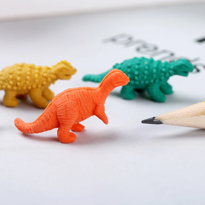 8pcs/set Creative Dinosaur Eraser Mini Cute Rubber Kawaii Students Stationery Kids Gifts School Office Correction Supplies | Канцтовары