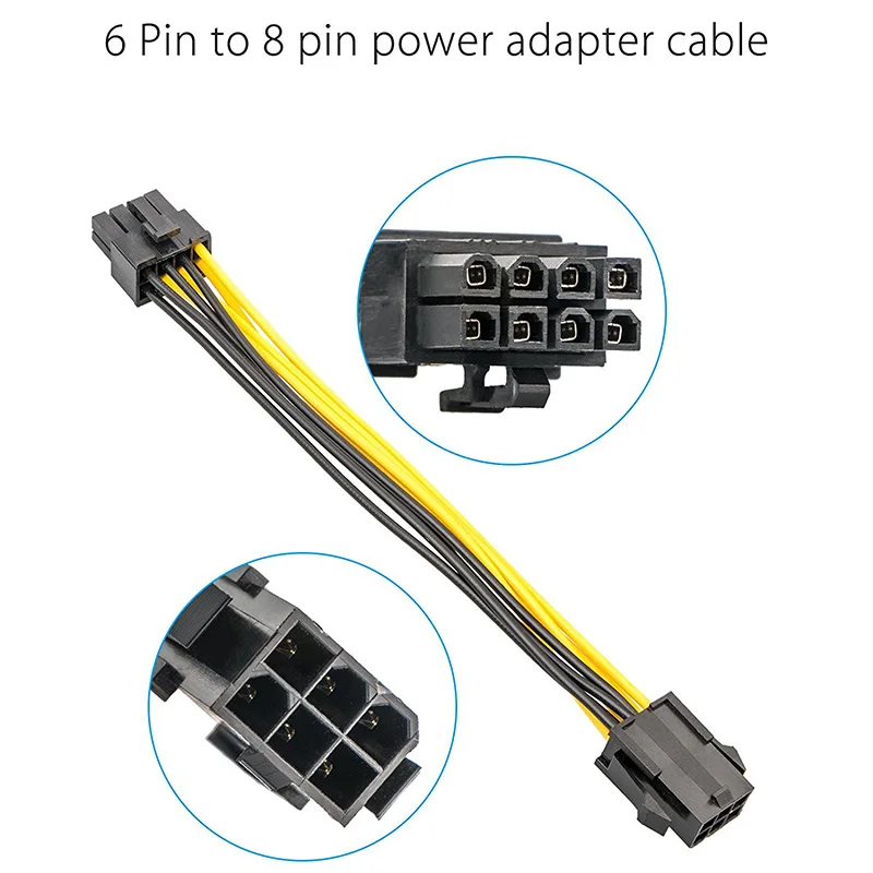 10 шт 6 контактный разъем мама к 8 Pin типа папа PCI Express Мощность конвертер Кабель