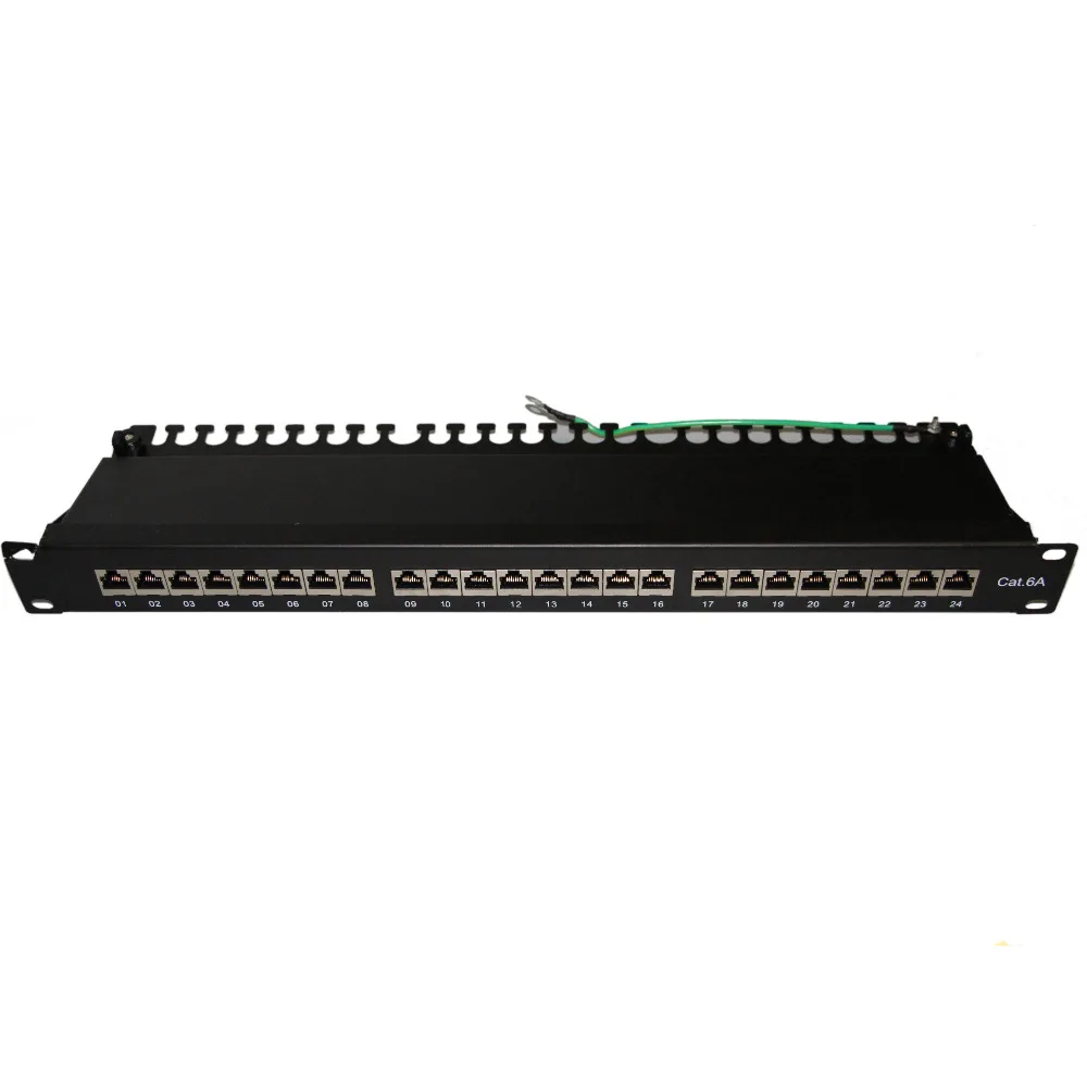 24 порта FTP Cat 6A 10 Гбит/с 500 МГц экранированная сетевая патч-панель 1U высота Fluke пройденная в стойку