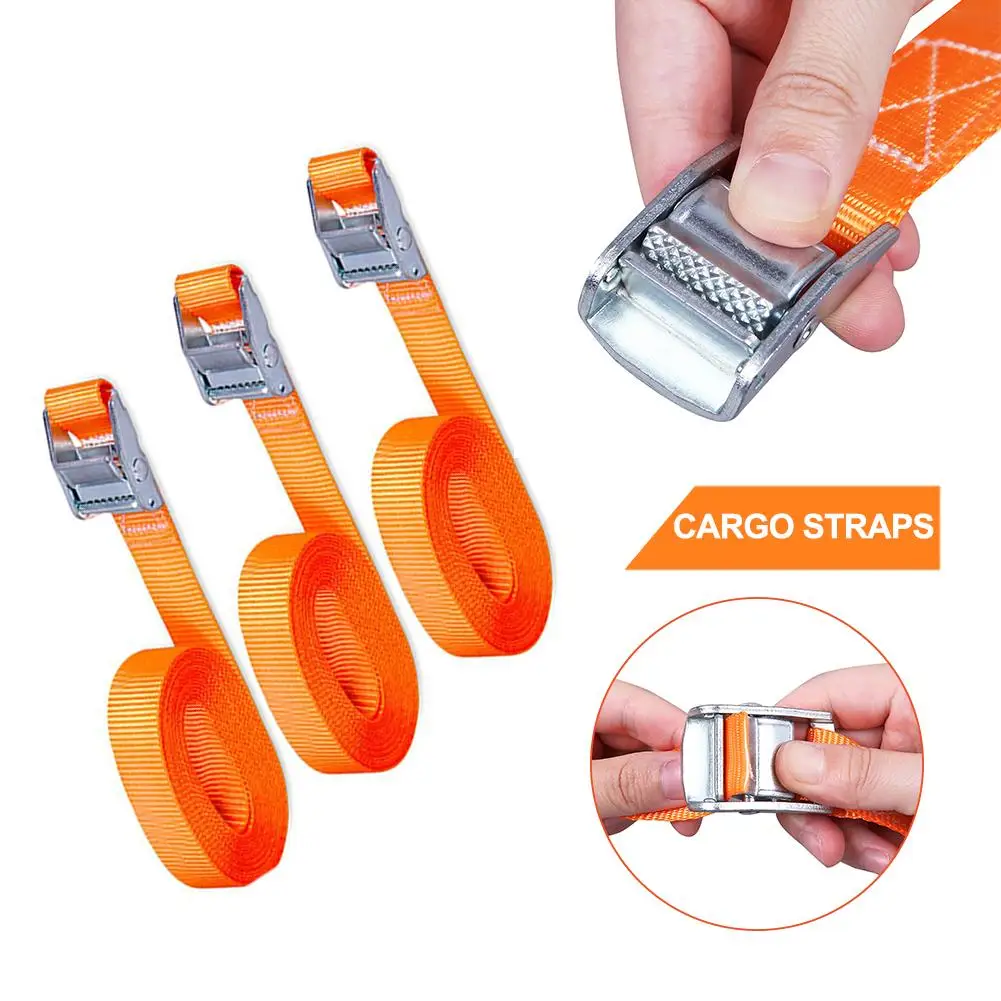 6pcs 3Meter Buckle Tie-Down Belt Cargo Straps For Car Motorcycle Bike Luggage Bag With Metal Buckle Tow Rope Strong Ratchet Belt