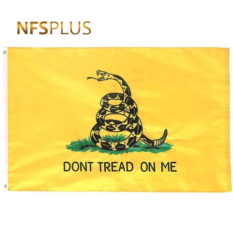 Американский флаг Gadsden не Рисунок змеи черный желтый полиэфир 3x5 футов