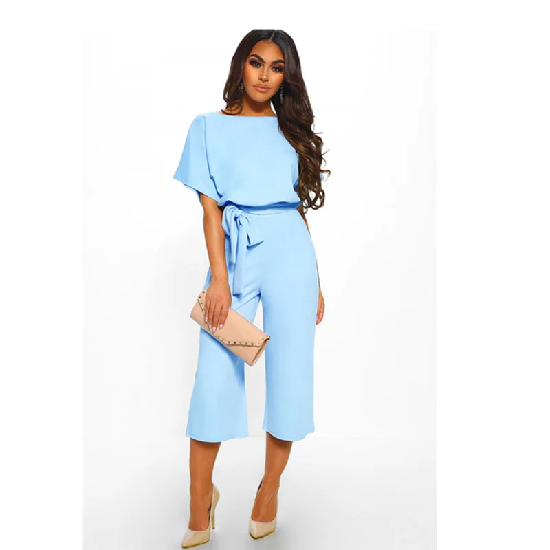 Летний женский черный комбинезон на шнуровке рабочий повседневный элегантный с