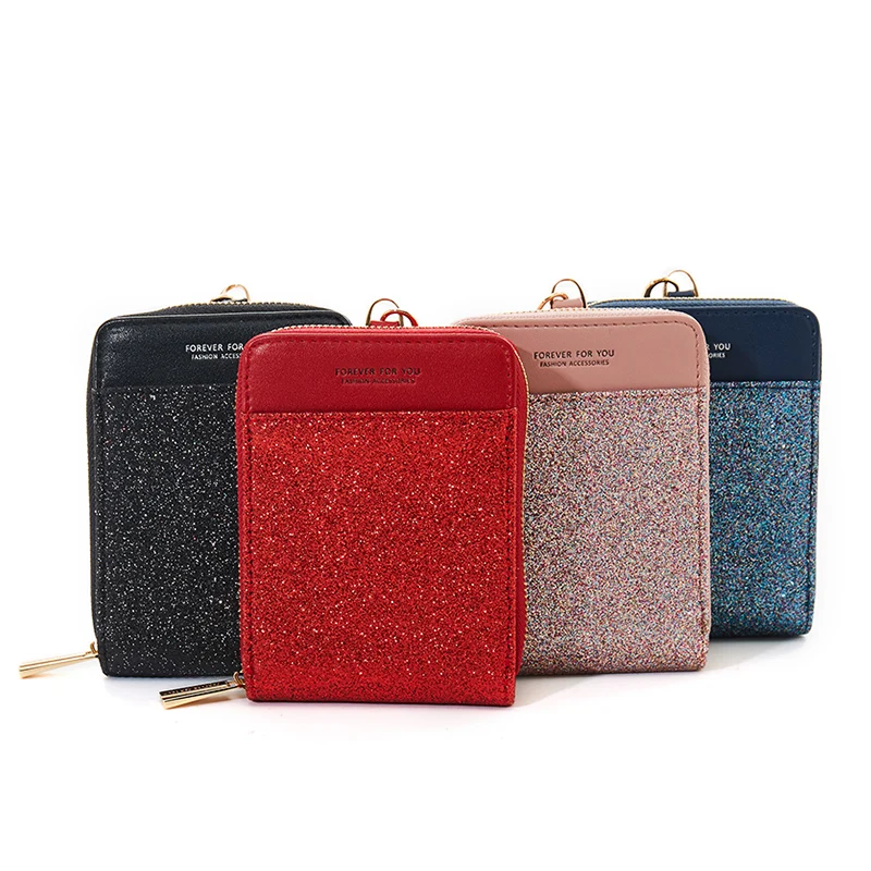 Роскошный блестящий Кожаный Дамский кошелек для женщин сумочка на цепочке