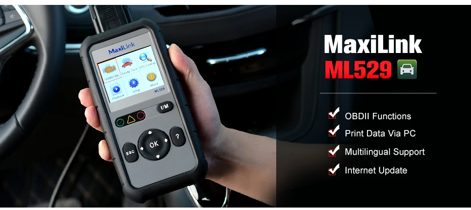 AUTEL MaxiLink ML529 Автомобильный сканер OBDII режим 6 OBD2 автомобильный диагностический инструмент eobd(система бортовой диагностики, встроенный поиск DTC Динамик ясно код ридер