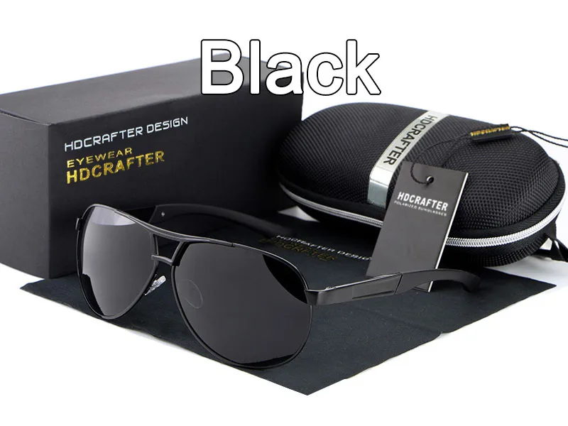 HDCRAFTER Бренд мужской Солнцезащитные Очки Поляризованный UV400 Защиты Солнцезащитные Очки Овальный Óculos-де-сол мужской - Цвет линз: Black