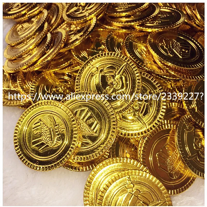 50/100 шт. пластиковые золотые монеты в виде пиратов для детской