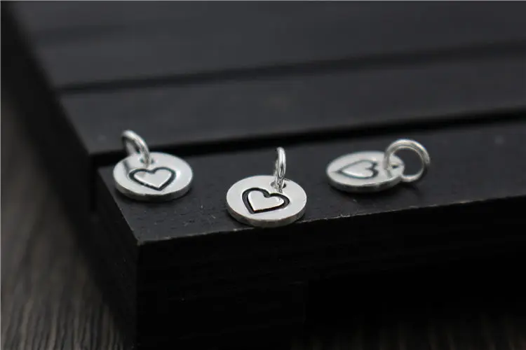 Uglyless Real S 925 Sterling Silver Heart Charms Accessories Jewelry DIY Sweet Love Findings MINI Round Flakes Pendants Bijoux | Украшения