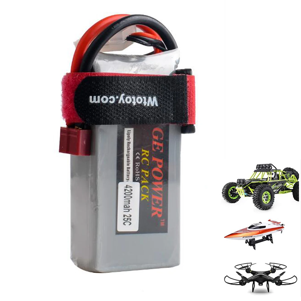 GE Power 7 4 V 4200MAH 25C 2S li po Lipo батарея T вилка для Wltoys 12428 12429 RC автомобиль лодка|t plug|li-po