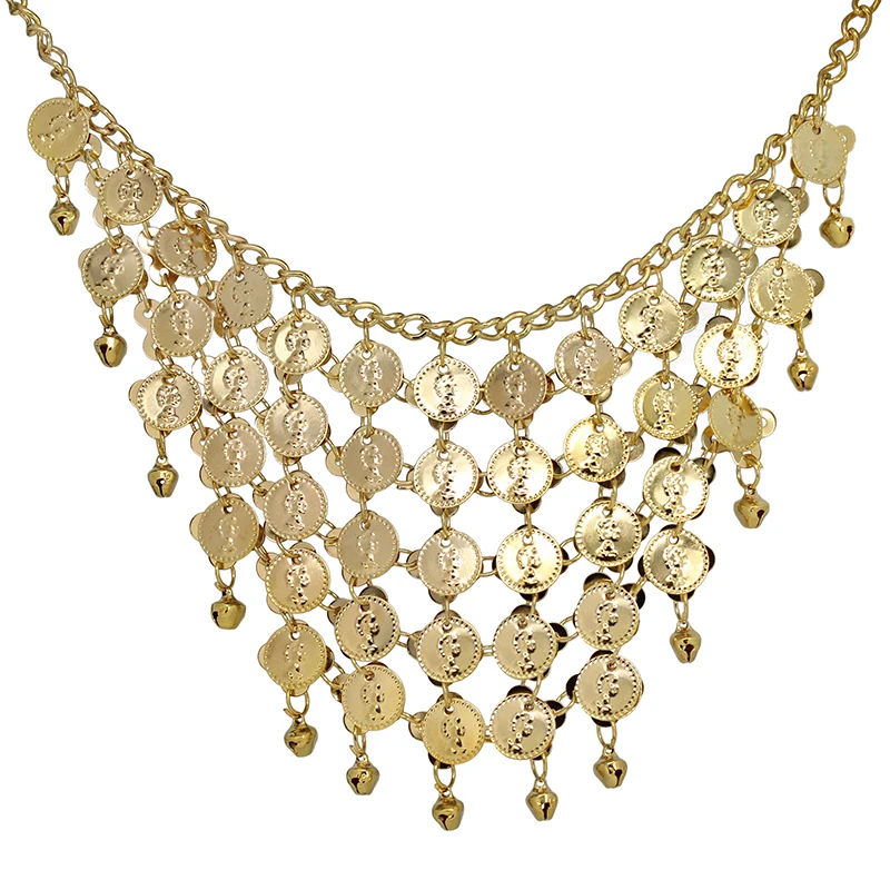 iMucci Gold Coins Tassel Jewelry Belly Dance Show Decoration Accessories Set Stage Dancing Necklace and Drop Earrings | Украшения и