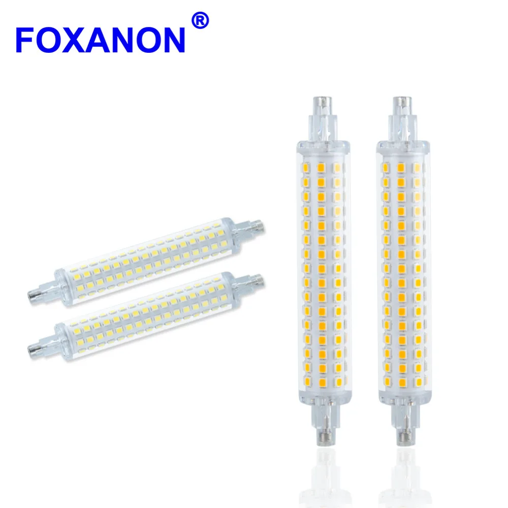 Foxanon R7S Светодиодная лампа 5 Вт 10 2835 SMD 78 мм 118 лампочка 220 в 110 В bombillas для прожектора