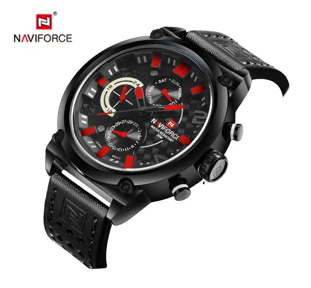 Часы наручные NAVIFORCE Мужские кварцевые Брендовые спортивные водонепроницаемые в