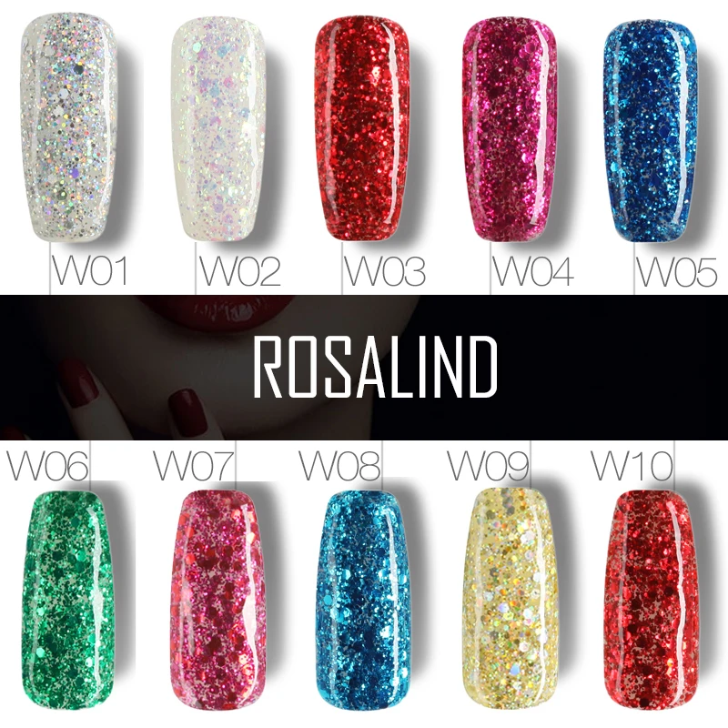 ROSALIND гель 1 s 10 мл W01-29 бриллиантовый гель-лак с блестками польский полу постоянный Soak Off дизайн ногтей светодио дный Led Лак