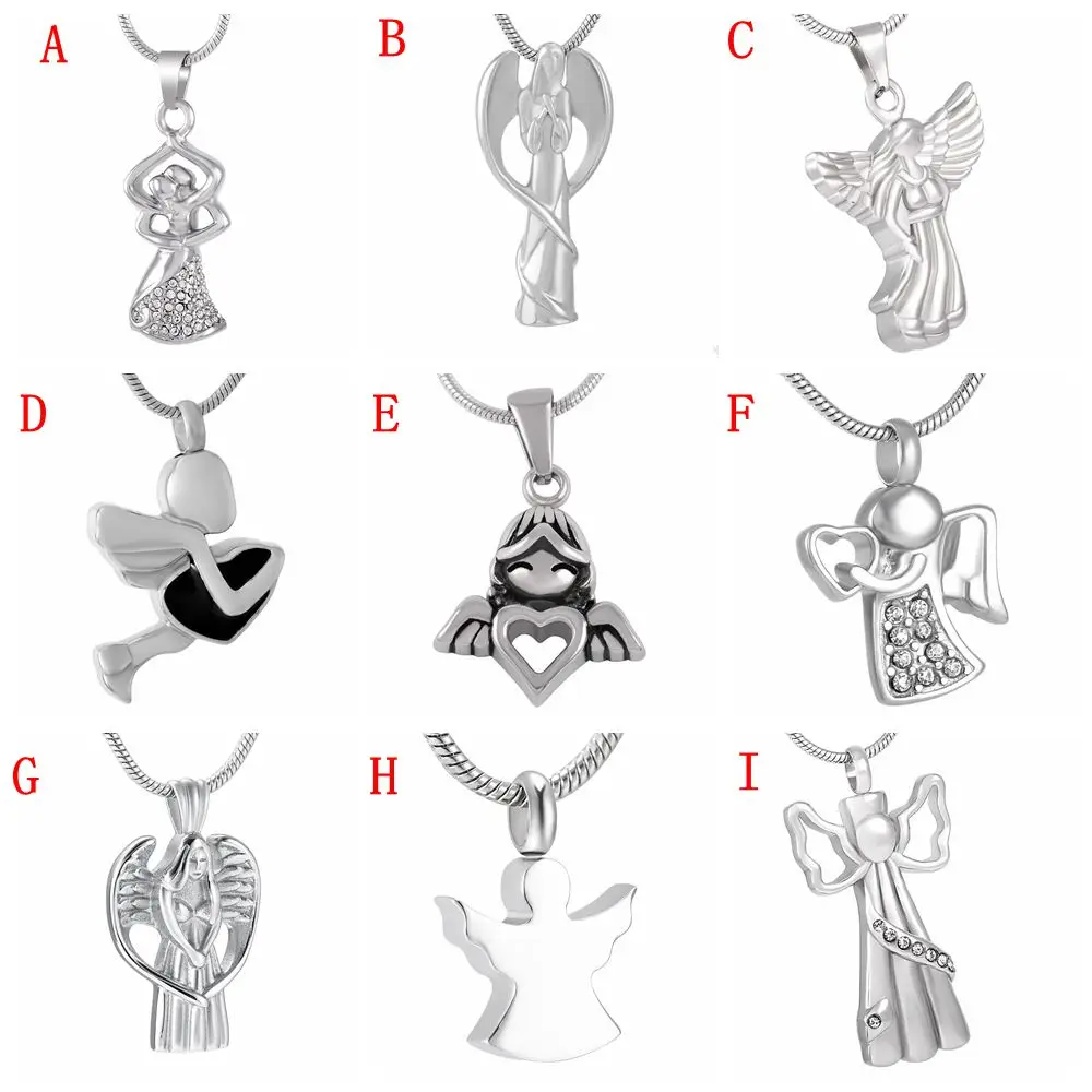 

Free Funnel! Angel Bless Women Cremation Pendant Fairy Design Memorial Urn Necklace 316L Stainless Steel Cremation Urns for Ash