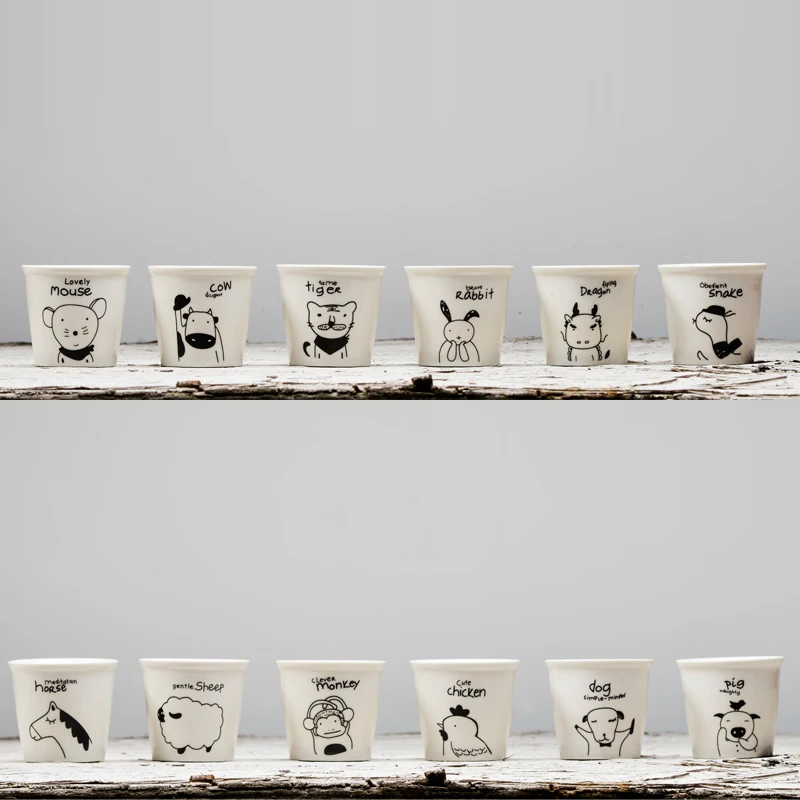 Простая жизнь 12 шт./лот маленькая емкость кружка Китайский Зодиак креативная