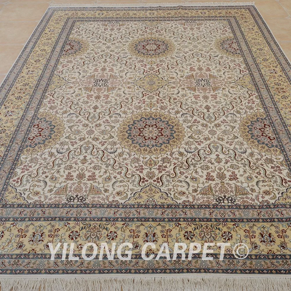 Koop Yilong 9'x12 'Vantage Klassieke Kleed Grote Crème Antiek Tapijt Perzische Handgemaakte (0913)