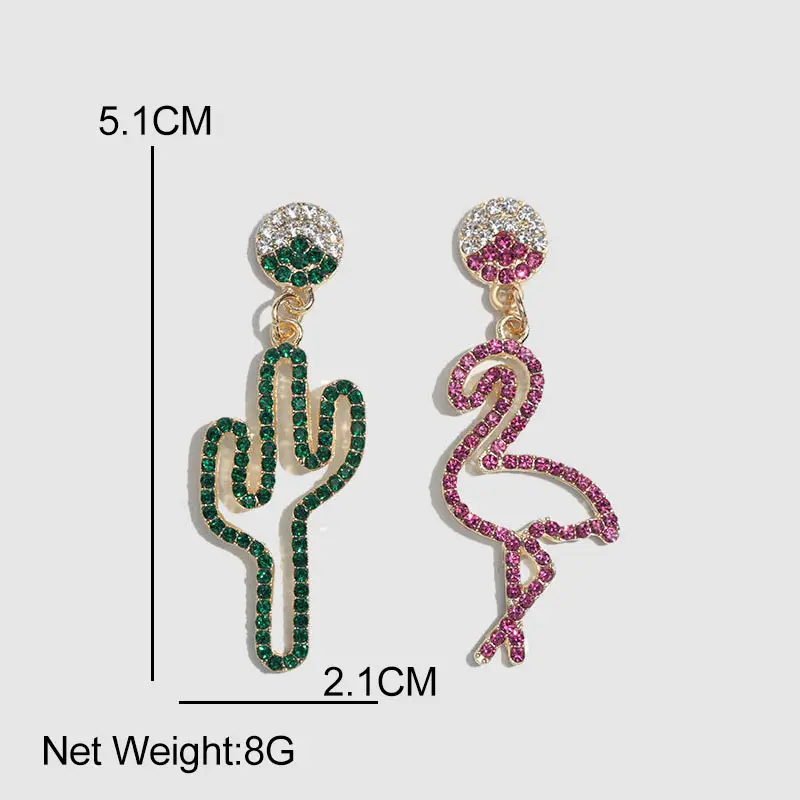 JUST FEEL New Design Unique Crystal Dangle Earrings Fashion Women Pineapple Statement Cactus Fringed Bird Drop Earring Bohemian | Украшения