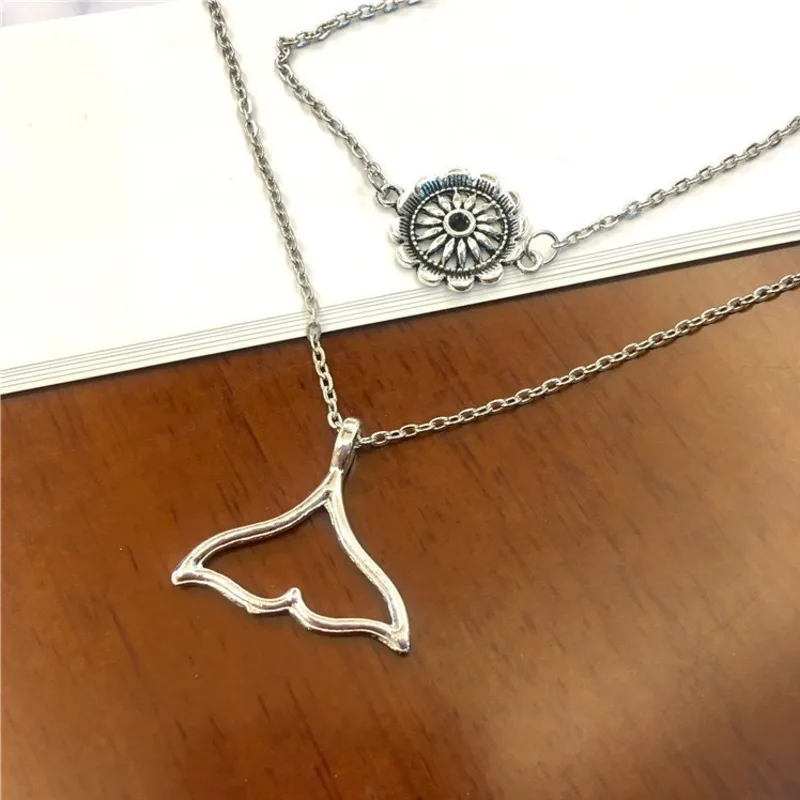 2019 Jewelry Bohemian Multilayer Carved Flower Fishtail Pendant Necklace Lady Vintage Antique | Украшения и аксессуары