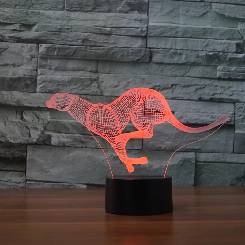 7 цветов Изменение бег животных Ночной светильник детский прикроватный 3D
